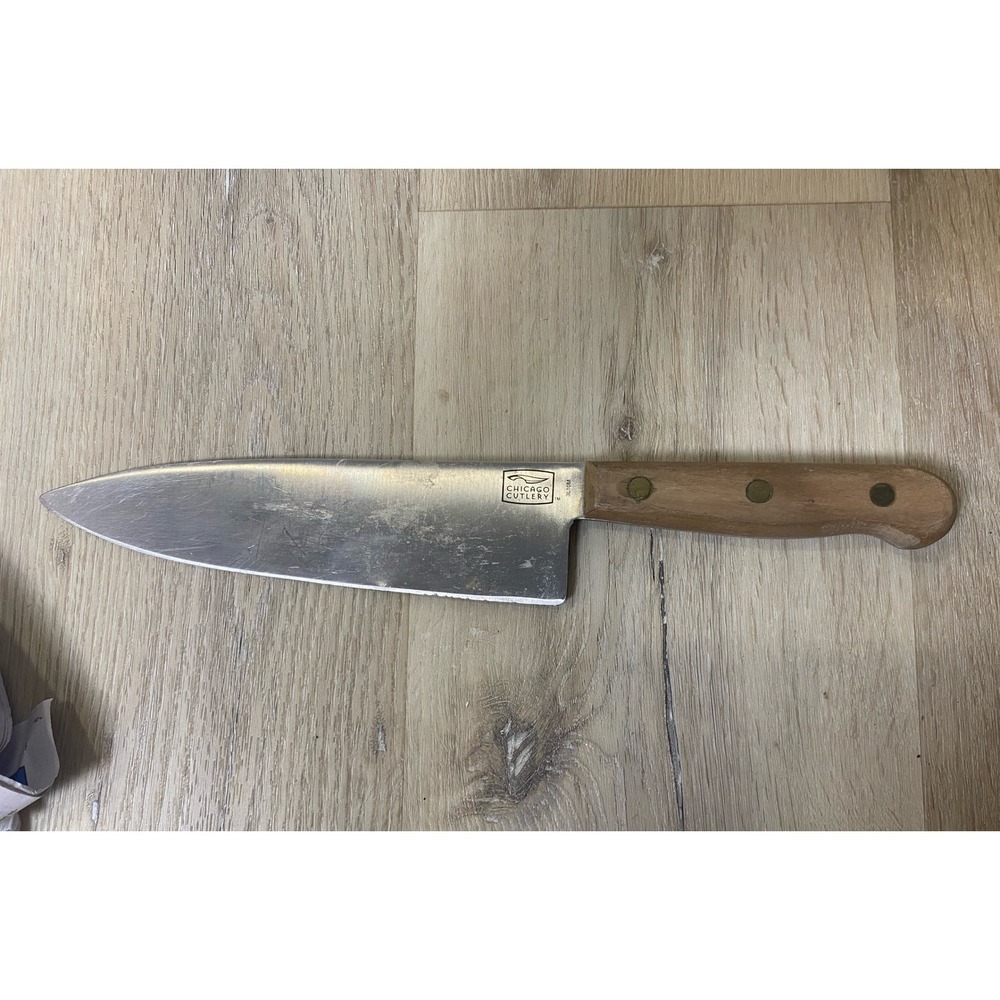 Chicago Cutlery 610M Chef Knife Walnut Wood Handle Full Tang Stainless Steel
